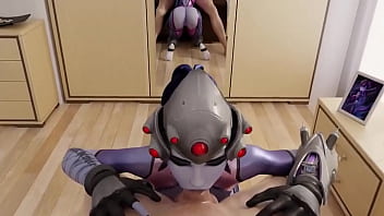 Widowmaker gives a pov blowjob and lets her man shoot a massive load down her throat
