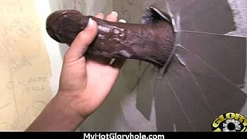 Black chick blows & fucks cock on a naughty gloryhole 16