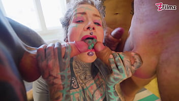 Double anal slut gangbang with tattoo girl anuskatzz ends with big facial atm dap dp