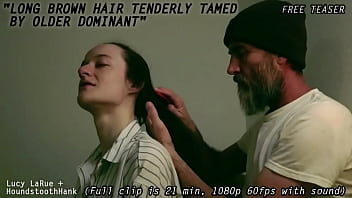 Long brown hair tenderly tamed by older dominant0