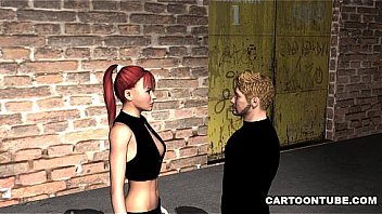 Sexy 3d redhead babe sucking and fucked outdoors