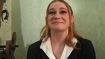 Pretty brunette girl bunny tries