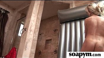 Soapy massage end with a big cumshot 10