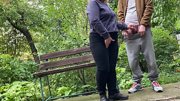 Son in law loves cumming on the fat sexy ass of his horny mother in law in jeans