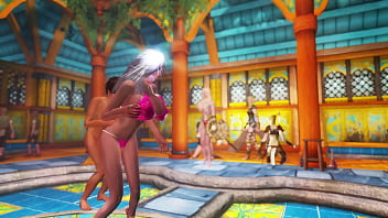 Skyrim orphan gets his cock serviced by blonde cumsluts