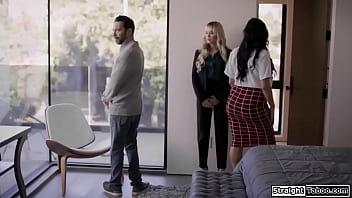 Petite realtor seduces a married man and kisses big tits blonde sucks his cock and he gives her oral sex as he fingers her is fucked