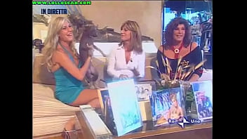 Live television panty oops upskirt as a hottie picks up a dog and leaves her underwear on display