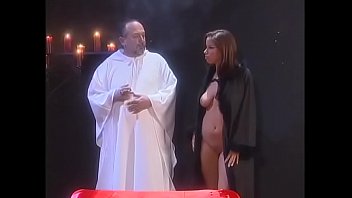 Muscular guy hard fucks an excited latina bitch in all poses in the church