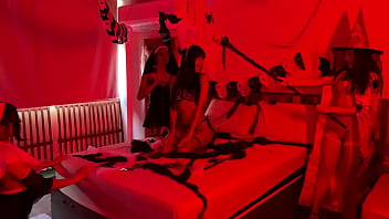 Witch nuns and demon have lesbian orgy on halloween