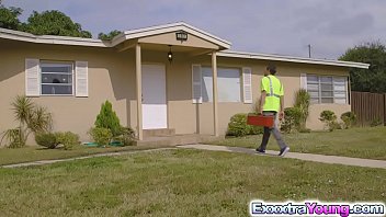 Petite babe karlie brooks wants the mechanics cock in her pussy