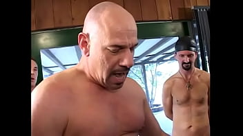 Four dudes arrange group sex with a young chick in the country