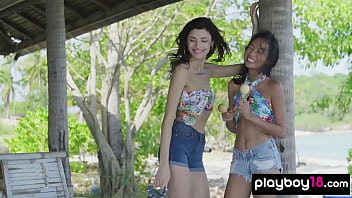 Skinny brunette naked teen lesbians enjoying the music outdorr