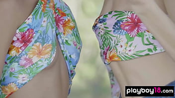 Skinny brunette naked teen lesbians enjoying the music outdorr