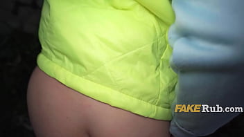 Blonde girl helps a stranger on the road cum for some cash