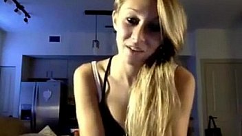Amateur cute blonde with charming smile sucks dick and shows pussy