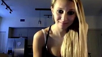 Amateur cute blonde with charming smile sucks dick and shows pussy