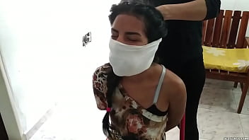 Wild latina milf does crazy foot licking on helpless bound teenage girl