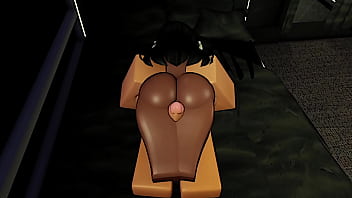 Ebony petite roblox gamer girl pussy gets filled