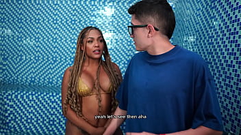 My best friend's son goes into a public sauna with me and we have interracial milf and nerd boy sex carla morelli and pipeboy1