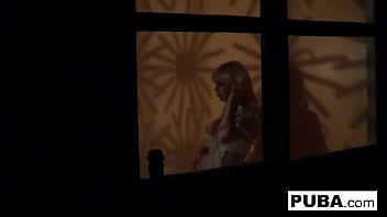 Hot babe rubs her tight wet pussy