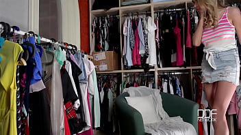 Blonde babe blowing big dick in gloryhole