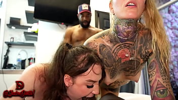 Effie and lisa suck shadow's bbc while dru pounds tight asses