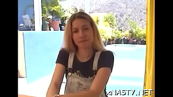 Prurient blonde babe camille bends to get fucked hard