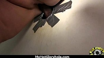 Babe sucks and fucks black cock at gloryhole 2