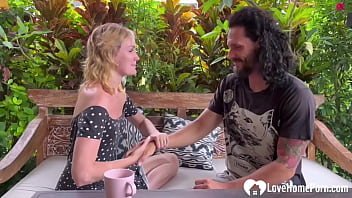 Blondie in lingerie takes care of my hard dick