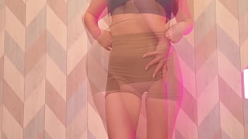 Panty try on tease tight sheer & soaked