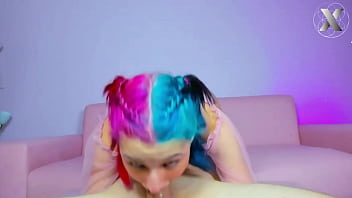 Jazmin having a good blowjob to her best friend a deep throat session with her two haired look