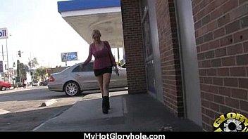 Ebony's first gloryhole blowjob and cum swallow 10