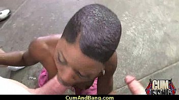 Busty ebony whore gangbanged and covered in cum 13