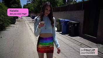 Smokin' brunette natalia nix hikes up her skirt to get packed raw