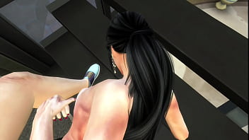 The boss hires a sexy woman and tests her on the stairs