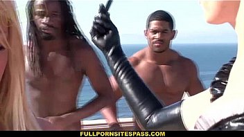 Interracial outdoor group fuck