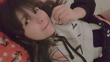 Pretty teenager having sex with pillow