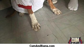 Nice ebony fucked by several white guys in all holes 16