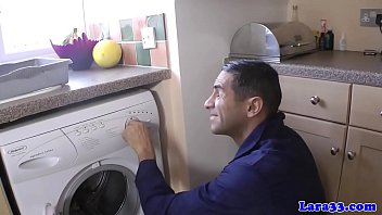 Stockinged english cougar fucking plumber