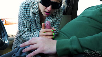 You were caught jerking off in a car and a nymphomaniac stranger sucked your hard cock