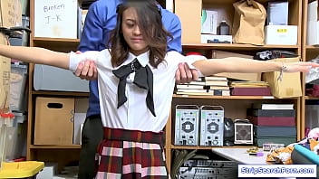 A small tits asian thief fucked hard by security guard