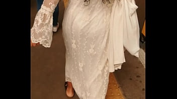 Porto train station see through white dress vpl vtl