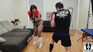 Hot boxing personal training chubby girl