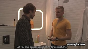 Poor lover lets slutty buddy to poke his girlfriend for cash