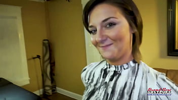 Busty brunette hottie kylie sucks a big cock and gets her wet pussy fucked