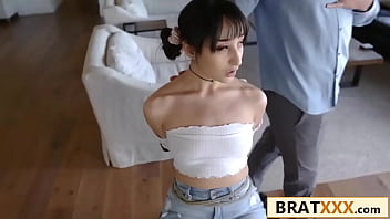 Tiny teen tried to spy ended up riding him hard for forgiveness