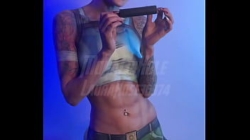 Charlotte rose lara croft body paint cosplay solo wank