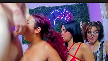 All the girls go headfirst into this boy's cock rough throat