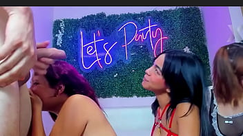 All the girls go headfirst into this boy's cock rough throat