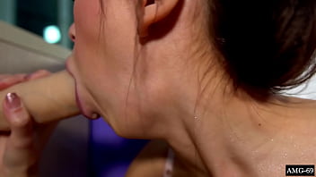 Babe sloppy blowjob sex toy and thinks about big dick